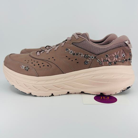 Hoka One One Bondi L Leather BP Vibrant Bloom Running Shoes \'Quartzite\' Size 12 main image 11